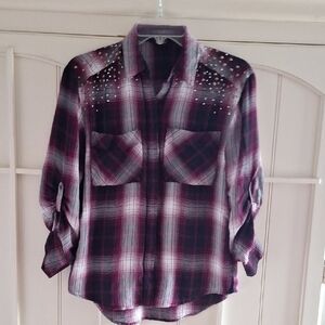 Express Burgundy Plaid Shirt